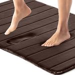 Gorilla Grip Premium Memory Foam Bath Rug, Thick Soft Striped Bathroom Mat Rugs, Absorbent Mats, Machine Wash and Dry, Durable Backing, Luxurious Comfortable Carpets for Bathrooms, 30x20, Brown
