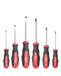 ROTATION 6PCS Magnetic Tip Screwdriver Set, 3 Phillips and 3 Flat, Red Tip | Red, Gloss, S2 Steel)