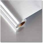 SUPERFAB™ Silver Aluminum Foil Contact Paper Peel and Stick Waterproof Oil Proof Stainless Steel Wallpaper for Kitchen Stove Backsplash Renovation Fridge Dishwasher Decor (60cm X 609.6cm)