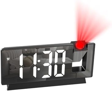 LOFICOPER Projection Alarm Clock, 7.8" Mirror Digital Clock with 180° Rotatable Projector, 4-Level Brightness, Snooze, 12/24H, USB Charging, Desk Clock for Home Bedroom Decor Office