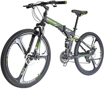 27.5" Folding Mountain Bike,21 Speed Full Suspension Bicycle for Adult,Dual Disc Brakes Foldable Bikes