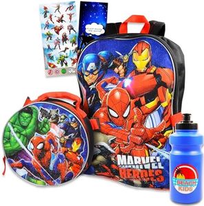 Marvel Avengers Backpack for Boys, Girls, Kids - 7 Pc Bundle 16" Marvel Superhero School Bag, Avengers Lunch Bag, Stickers, More (Avengers School Supplies), Avengers School Supplies, Large, Avengers