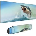 Elightvap Gaming Mouse Pad Large,Shark Extended Mouse Pad,Non-Slip Rubber Desktop Mat Sewn Edges, Desktop Decorative Accessories, Suitable for Home, Office 35.5" x 15.7"