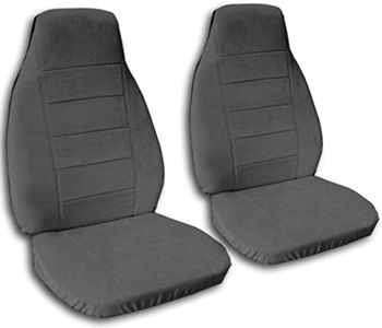 Totally Covers Solid Colour Car Seat Covers: Charcoal - Universal Fit - Front - Buckets - Option for Airbag, Seat Belt, Armrest & Seat Release/Lever Compatible (22 Colours)