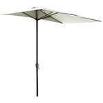 Outsunny 8ft Half Round Umbrella Outdoor Balcony Parasol Patio Garden Outdoor Window Sun Shade w/ 5 Ribs Beige