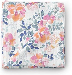 Aenne Baby Girl Rose Muslin Swaddle Blanket Floral Orange Pink Tropical, Large 120 x 120 cm, 1 Pack, Baby shower Gifts, Luxurious Soft and Silky Bamboo Cotton, Nursing Cover, Wrap, Stroller Cover