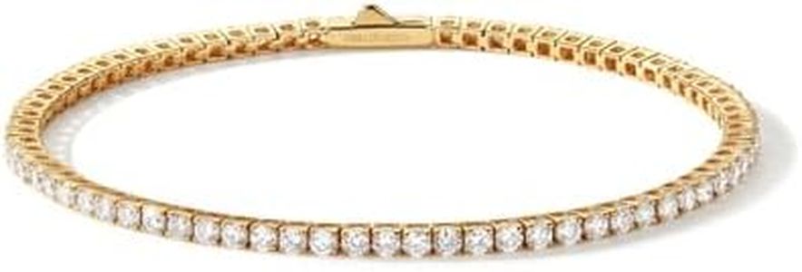 AGVANA 3.1 Ct. Tw. Lab Grown Diamond Classic Tennis Bracelet in 14K Solid Yellow Gold (D-E Color, VS Clarity) Fine Jewelry for Women Engagement Promise Wedding Anniversary Birthday Gifts for Her