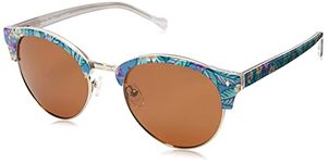 Vera Bradley Women's Jade Polarized Round Sunglasses, Hanging Around Leaves, 53