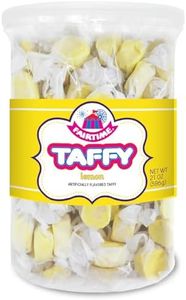 Fairtime Yellow Lemon Taffy, 21 oz Jar - Individually Wrapped Saltwater Taffy for Soft & Chewy Candy Gifts, Wedding Candy Favors for Guests, Buffet, Party, Wedding Favors, Candy Bowl or Goodie Bags
