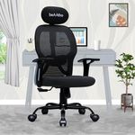 beAAtho® Leo Mesh High Back Office Chair with 3 Year Warranty/Study Chair/Computer Chair/Revolving Chair/Desk Chair for Work from Home | Heavy Duty Metal Base | Height Adjustable | (Black)