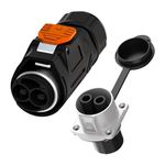 2 Pin 100Amp Trolling Motor Plug Receptacle Set, 2 Prong Waterproof 12V/24V/36V/48V Plug for Down Rigger Trolling System