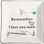 HOME SMILE Ceramic Ring Dish Jewelry Tray - Remember I Love You Mom - Birthday, Mother's Day, Valentine's Day and Christmas Gifts