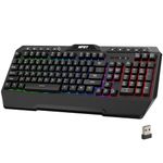 NPET K32 Wireless Gaming Keyboard RGB with Wrist Rest - Long-Lasting Rechargeable Battery - Quick and Quiet Typing - Water Resistant Backlit Wireless Keyboard for PC PS5 PS4 Xbox One Mac - Black