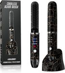 AKJ Beard Hair Straightener Men's Wireless Heated Portable Mini Hair Straightener with 3 Temperature Settings Brush for Thick Curly Hair Body Care Kit