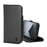 TORRO Leather Case Compatible with iPhone 14 – Genuine Leather Wallet Case/Cover with Card Holder and Stand Function (Black)