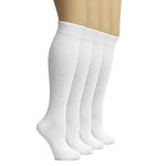 HUGH UGOLI Women's Bamboo Knee High Socks | Comfort Seam Long Dress Socks, Soft & Lightweight | 4 Pairs, White, Shoe Size: 8-11