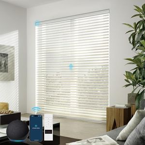 ZSTARR Motorized Shangri-La Shades Blackout Shangri-La Window Roller Shades Compatible with Alexa Google Remote Control Rechargeable Smart Shangri-La Blackout Blinds Customized Size (Beige)