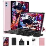 2024 Newest Tablet 10 Inch Android 14, 20GB RAM+128GB ROM (TF 1TB), Octa Core, WiFi 6 | Widevine L1 | 6000mAh | Bluetooth 5.0 | GMS | Type-C | 5+8MP| Widgets| Tablet with Keyboard & Mouse - Rose Gold