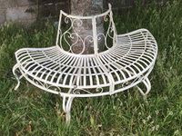 Black Country Metal Works 'Hollin Hall' Half Tree Bench In Antique White