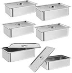 RIEDHOFF 6 Pack Full Size Hotel Pan, [NSF Certified][with Lid] Commercial Stainless Steel 6Inch Deep Anti-Jamming Steam Table Pan