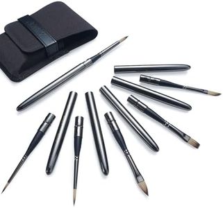 Artify Travel Watercolor Brushes, Outdoor Paint Brushes, Water Color Paint Brush Set with Anti-Rust Polished Metallic Gray Finish, Painting Brushes for Watercolor Gouache Ink - Gift for Artist (6PCS)