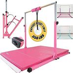 Seliyoo Foldable Gymnastics bar, 5FT/6FT Gymnastic Horizontal Bar,Folding Training Bar for Kids Ages 6-12, Adjustable from 35.4" to 59",Weight Limit 350 LBS,Gym Equipment for Teenagers at Home