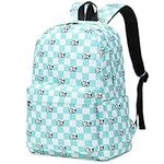 Xunteny Dog Checkered Backpack for Girls Women Teens, School Backpack College Bookbags Ladies Laptop Backpacks (Green)