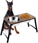 Elevated Dog Bowls for Medium and Large Dogs Wood Raised Dog Bowl Stand with Two 1700ML Stainless Steel Dog Food and Water Bowls,Non-Slip