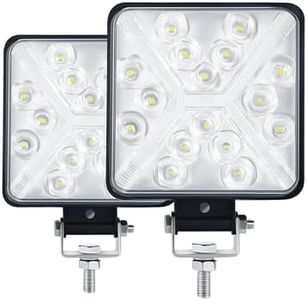 MONDEVIEW Focos LED Trabajo 300W 12000LM 6000K Focos LED Tractor IP67 Luces LED Casco Moto 4" Cuadrado 8D Lente de Brillo Potente Faro LED para Tractor 4x4 SUV Camión Garaje Jardín