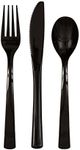 Black Solid Assorted Plastic Cutlery - Classy & Elegant Flatware Design - Perfect for Parties, Weddings & Events - 18ct