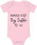 Promoted to Big Sister 2023 Baby Onesie Funny Newborn Creeper Novelty Sister Baby One-Piece Bodysuits Gift for Infant