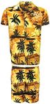 KIKLO Mens Hawaiian STAG Beach Hawaii Aloha Party Summer Holiday Fancy Shirt and Short Set, Y Bp Set, XL