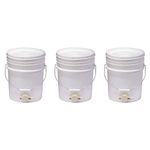 Little Giant BKT5 Plastic Honey Extractor Bucket with Honey Gate Tool for Beekeeping Harvesting, 5 Gallon (3 Pack)