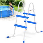 REGMICS Swimming Pool Ladder for Above Ground Pools, 2-Step Double-Sided Pool Stairs for 33.5" Height Pools, 450lbs Capacity Heavy Duty Steel Frame with Anti-Slip Rubber Feet & Wide Steps
