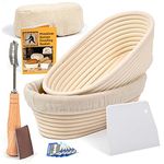 Criss Elite Bread Banneton Proofing Basket, Oval 10" Set of 2, Sourdough Bread Baking Supplies Starter Kit, Bread Making Tools, Bread Basket Gift Set