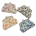 i-Sure 4 Packs Floral Coin Purse with Clasp Kisslock Change Pouch Small Coin Wallet Gift for Women Girls 3.5" L X 2.8" H