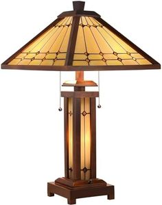 Capulina Tiffany Lamp Mission Cream Stained Glass Table Lamp 3-Light