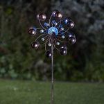 Garden Mile® Solar Powered Wind Spinners With Colour Changing LED Lights - Copper Effect Metal Garden Sculptures