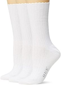 HUE Womens Scalloped Pointelle Sock, White, One size