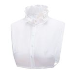 NiceYnn Women's Detachable Ruffles Stand Collar False Half Shirt Blouse Dickey Collar Victorian Collar Mock Neck Top for Sweaters Collarless Dress