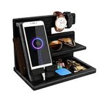 Gifts for Men Christmas Bedside Organiser Birthday Gifts for Him Wood Phone Docking Station Key Holder Wallet Watch Stand Mens Gifts for Christmas Fathers Day Xmas Presents for Dad Husband Boyfriend