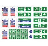 Fire Escape Signage - Full Set of 27 Health & Safety Fire Exit Signs Self Adhesive/Fire Exit Sign/Fire Exit Keep Clear Signs Self Adhesive