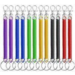 pengxiaomei 12 Pieces Stretchy Spiral Keyring, Colourful Plastic Keychain Springs Key Holder Extending Retractable for School, Work, 6 Colors