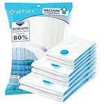 Vacuum Storage Bags 8 Bags - vetoky 2 Jumbo + 3 Large + 3 Small Reusable Compressed Storage Bags with Ziplock for Duvets, Clothes, Quilts, Bedding, Pillows, Sweater, Comforters