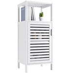 HITNET Bamboo Bathroom Storage Cabinet, 4 Tier Small White Floor Cabinet, Free Standing Slim Narrow Storage Organizer for Bedroom Living Room