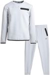 Reebok Boys' Sweatsuit Set - 2 Piece Long Sleeve T-Shirt and Jogger Sweatpants with Pockets - Athleisure Set for Boys (8-12), Light Grey, 8