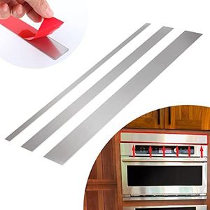 304 Brushed Stainless Steel Sheet Gap Filler, Metal Trim Strip for Wall Oven/Microwave Combo/Range/Cooktop, Self-Adhesive Gap Cover, 30" Long, 2'' Wide, 20Ga Thickness