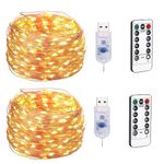 Fairy Lights for Bedroom, 2 Pack Total 66ft 200 LED Indoor String Lights USB Plug in, Twinkle String Lights with Remote and Timer Starry Lights DIY Wedding Christmas Decoration Warm White