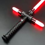 Borlvias Heavy Dueling Light Saber for Adults Smooth Swing Metal Hilt 16 Fonts Sound Motion Control Lightsaber Party Cosplay (RGB Version)