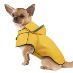 Dog Rain Coats for Medium Dogs Waterproof Raincoat Lightweight Hood Doggie Rainwear, Reflective Dog Rain Jacket, Yellow Hooded Dog Raincoats with Adjustable Drawstring/Reflective Strip/Leash Hole, M